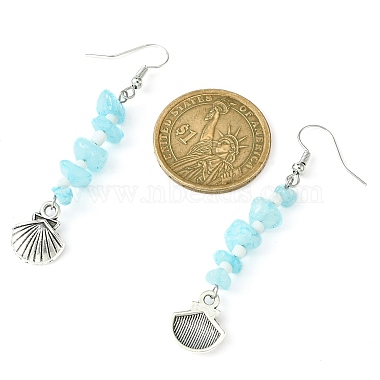 Natural White Jade(Dyed) Chips Dangle Earrings(EJEW-JE05578)-3