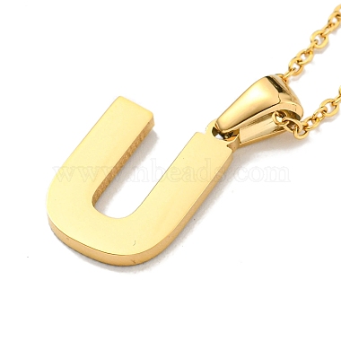 Ion Plating(IP) Initial Letter 304 Stainless Steel Pendant Necklaces(NJEW-M199-01G-U)-2