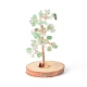 Natürliche grüne Aventurin-Chips mit messingumwickeltem Draht-Geldbaum auf Holzsockel als Dekoration(DJEW-B007-05D)-1