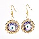 Evil Eye Flat Round Lampwork Dangle Earrings for Girl Women(X1-EJEW-JE04677)-3