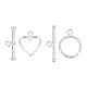 2 Sets 2 Styles Ring & Heart Sterling Silver Toggle Clasps(STER-DC0001-10)-1