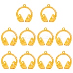 UV Plating Opaque Acrylic Pendants, Earphone Shape Charms, Orange, 42x38x20mm, Hole: 3mm(SACR-FZC0001-001A)