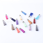 Faux Suede Tassel Pendant Decorations, with CCB Plastic Cord Ends, Platinum, Mixed Color, 35~37x10mm, Hole: 1.8mm(X-FIND-T002-A)