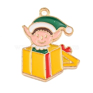 Christmas Theme Alloy Enamel Pendants, Light Gold, Human, 25x18x2mm, Hole: 1.6mm(ENAM-M221-01KCG-02)