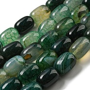 Natural Dragon Veins Agate Beads Strands, Dyed & Heated, Column, Dark Green, 13.5x10~10.5mm, Hole: 1mm, about 28pcs/strand, 15.16''(38.5cm)(G-A223-D11-01A)