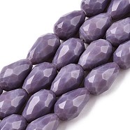 Opaque Solid Color Imitation Jade Beads Strands, Faceted, Teardrop, Rosy Brown, 15x10mm, Hole: 1.6mm, about 46~48pcs/strand, 27.95 inch(71cm)(EGLA-N013-P10mm-D09)