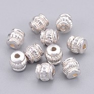 Tibetan Style Beads, Cadmium Free & Nickel Free & Lead Free, Barrel, Silver Color Plated, 5x5x5mm, Hole: 1.5mm(TIBEB-Q043-S-FF)