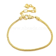 3mm Rack Plating Brass European Style Round Snake Chain Bracelets for Jewelry Making, with Clasps, Real 18K Gold Plated, 190x3mm(BJEW-B106-10G)