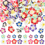 80Pcs 8 Styles Handmade Polymer Clay 3D Flower Plumeria Beads, Mixed Color, 15~20x8~10mm, Hole: 2mm, 10pcs/style(CLAY-AR0001-32)