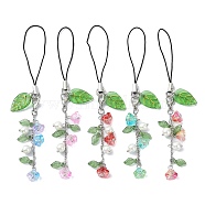 Glass & Acrylic Mobile Straps, Flower, Mixed Color, 11.8cm, 5pcs/set(HJEW-JM01536-S)