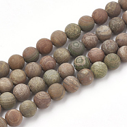 Natural Red Rainbow Jasper Beads Strands, Frosted, Round, 6mm, Hole: 1mm, about 63pcs/strand, 15.5 inch(G-T106-133)