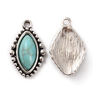 Zinc Alloy Pendants, with Resin, Imitation Turquoise, Horse Eye, Medium Turquoise, 23.5x14.5x5.5mm, Hole: 1.8mm(FIND-WH0108-41AS-04)