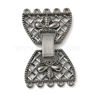 Brass Fold Over Clasps, Bowknot, 5-Strand, 10-Hole, Gunmetal, 33x20mm, Hole: 1.2mm(KK-N254-117B-01)