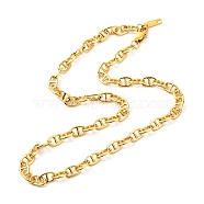 Brass Mariner Link Chains Necklaces, with 304 Stainless Steel Clasps, Real 18K Gold Plated, 16.45 inch(41.8cm)(X-NJEW-JN03718)
