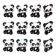 12Pcs 3 Colors Food Grade Eco-Friendly Silicone Beads, Chewing Beads For Teethers, DIY Nursing Necklaces Making, Panda, Mixed Color, 29x24x7mm, Hole: 2.5mm, 4pcs/color(SIL-CA0001-28)