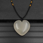 Natural Agate Pendant Necklaces, Heart, 15.75~23.62 inch(40~60cm)(XA8803-15)