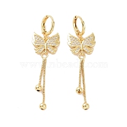 Clear Cubic Zirconia Butterfly Dangle Leverback Earrings, Brass Chain Tassel Drop Earrings for Women, Golden, 57mm, Pin: 0.8mm(EJEW-P224-01G)