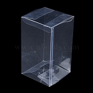 Rectangle Transparent Plastic PVC Box Gift Packaging, Waterproof Folding Box, for Toys & Molds, Clear, Box: 8x8x14cm(CON-F013-01H)