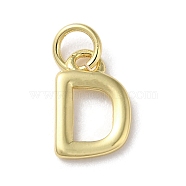 Rack Plating Brass Pendants, Cadmium Free & Lead Free, Long-Lasting Plated, Real 18K Gold Plated, Letter D, 11.5x7.5x1.5mm, Hole: 3.2mm(KK-P245-06G-D)