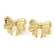 Rack Plating Brass Stud Earrings, Long-Lasting Plated, Lead Free & Cadmium Free, Bowknot, Real 18K Gold Plated, 19x22mm(EJEW-M247-30A-G)