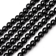 Eco-Friendly Grade A Glass Pearl Beads, Pearlized, Round, Black, 6mm, Hole: 1.2~1.5mm, about 68pcs/Strand, 16''(40.64cm)(HY-J002-6mm-HX068)