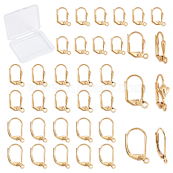 60Pcs 3 Style Brass Leverback Earring Findings, with Loop, Long-Lasting Plated, Real 18K Gold Plated, 20pcs/style(KK-CN0001-41)