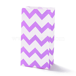 Rectangle Kraft Paper Bags, None Handles, Gift Bags, Wave Pattern, Medium Orchid, 13x8x24cm(CARB-K002-04B-01)
