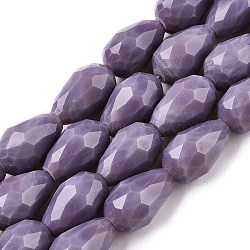 Opaque Solid Color Beads Strands, Faceted, Teardrop, Rosy Brown, 15x10mm, Hole: 1.6mm, about 46~48pcs/strand, 27.95 inch(71cm)(EGLA-N013-P10mm-D09)