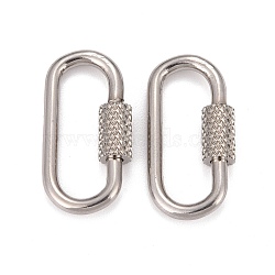 304 Stainless Steel Screw Carabiner Lock Charms, for Necklaces Making, Oval, Stainless Steel Color, 22x11x4mm, Screw: 7x4mm(STAS-K192-01P-A)