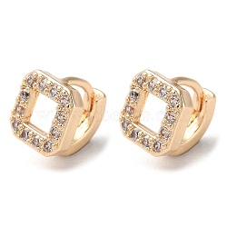 Rack Plating Brass Micro Pave Cubic Zirconia Hoop Earrings, Square, Light Gold, 9x8mm(EJEW-P238-25KCG)