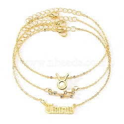 3Pcs Alloy Rhinestones Anklets, Twelve Constellations Charm Anklets for Women, Taurus, 8 inch(20.4~21.6cm)(AJEW-S083-01G-12)