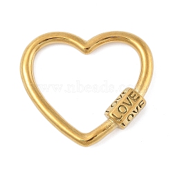 304 Stainless Steel Linking Rings, PVD Vacuum Plating, Love Heart, Real 18K Gold Plated, 26.5x30x5.5mm, Inner Diameter: 21.5x24mm(STAS-P380-34G)