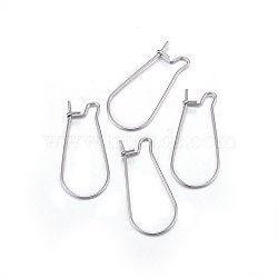 316L Stainless Steel Hoop Earrings, Stainless Steel Color, 21 Gauge, 25x12x0.7mm(X-STAS-P210-28P)