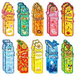 20 Sheets Laser Cute Paper Bookmark, Waterproof Bookmarks for Booklover, Rectangle with Food Pattern, Mixed Color, 125x42~46x0.4mm(AJEW-Q148-04)