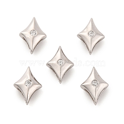 925 Sterling Silver Micro Pave Clear Cubic Zirconia Slide Charms, Star, Real Platinum Plated, 7x5x2.5mm, Hole: 3x0.7mm(STER-P061-02A-P)