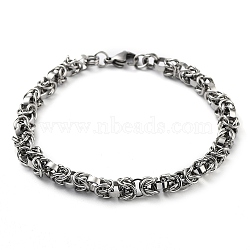 304 Stainless Steel Rope Chain Bracelet, Stainless Steel Color, 8-7/8 inch(22.5cm)(BJEW-Z023-16P)