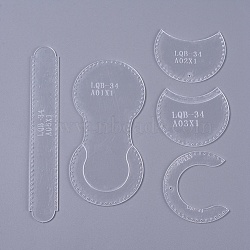 Change Purse Acrylic Template, Leather Handcraft Patterns Model, Clear, 60.5~197x30~77.5x1.5mm, Hole: 1mm, 5pcs/set(TOOL-WH0080-13)