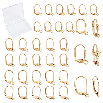 60Pcs 3 Style Brass Leverback Earring Findings, with Loop, Long-Lasting Plated, Real 18K Gold Plated, 20pcs/style