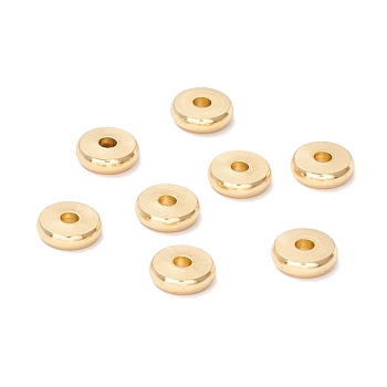 202 Stainless Steel Beads, Disc/Flat Round, Real 18K Gold Plated, 7x2mm, Hole: 2mm