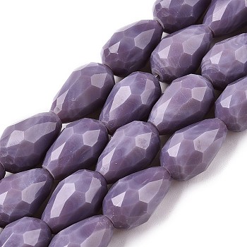 Opaque Solid Color Imitation Jade Beads Strands, Faceted, Teardrop, Rosy Brown, 15x10mm, Hole: 1.6mm, about 46~48pcs/strand, 27.95 inch(71cm)