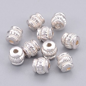 Tibetan Style Beads, Cadmium Free & Nickel Free & Lead Free, Barrel, Silver Color Plated, 5x5x5mm, Hole: 1.5mm