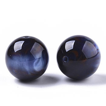 Resin Beads, Imitation Gemstone, Round, Midnight Blue, 20mm, Hole: 2mm