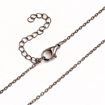 Iron Cable Chain Necklace Making, with Chain Extender & Lobster Claw Clasp, Gunmetal, 18-1/4 inch(46.5cm), 0.15cm