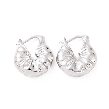 Brass Thick Hoop Earrings for Women, Platinum, 17.5x15.5x4.5mm, Pin: 0.5~1x0.5mm