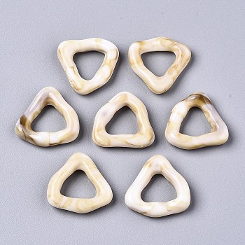 Opaque Resin Finger Rings, Imitation Gemstone Style, Triangle, PapayaWhip, Inner Diameter: 11mm
