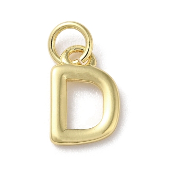 Rack Plating Brass Pendants, Cadmium Free & Lead Free, Long-Lasting Plated, Real 18K Gold Plated, Letter D, 11.5x7.5x1.5mm, Hole: 3.2mm