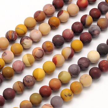 Frosted Round Natural Mookaite Beads Strands, 6mm, Hole: 1mm, about 65pcs/strand, 15.3 inch