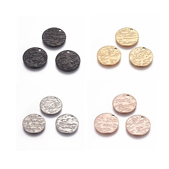 Stainless Steel Pendants, Flat Round, Mixed Color, 15x1mm, Hole: 1.5mm