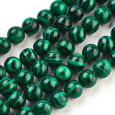 8mm Green Round Malachite Beads