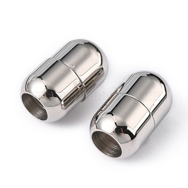 Smooth 304 Stainless Steel Magnetic Clasps with Glue-in Ends(STAS-H048-1)-2